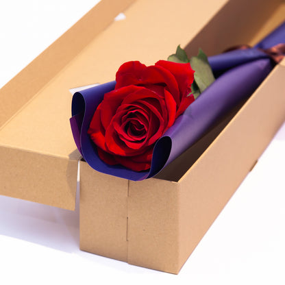 【お届け日限定】VALENTINE 1輪ギフトBOX［DPコーヒー＆ローズティー付き］ネイビー